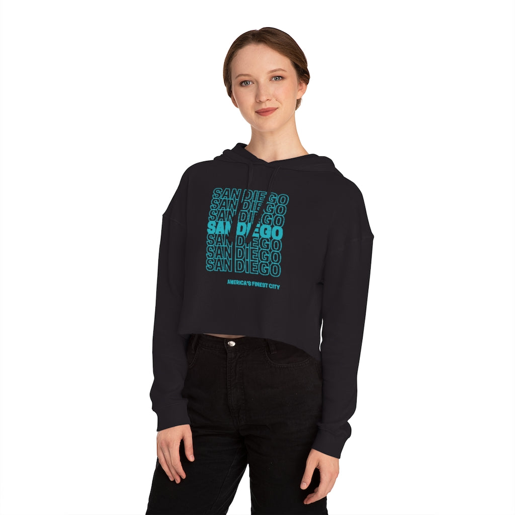 San Diego "Thank You" Cropped Women's Hoodie (Teal)