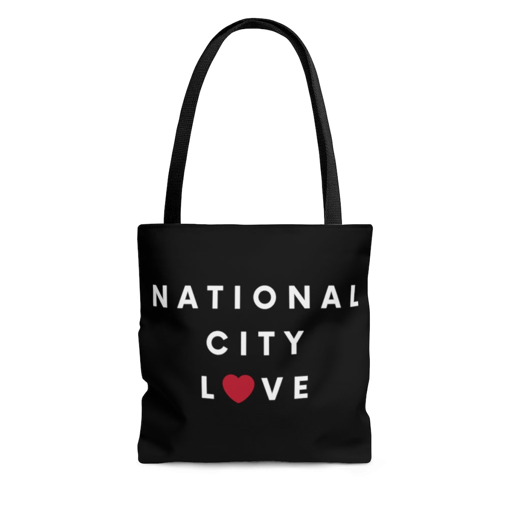 National City Love Black Tote Bag, San Diego County Neighborhood Beach Bag