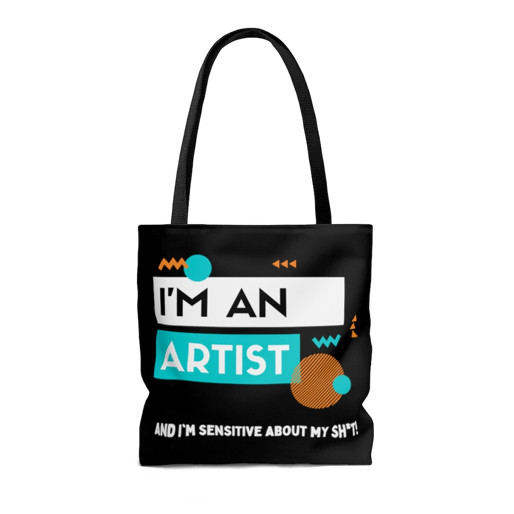 I'm an Artist Teal and Black Tote Bag