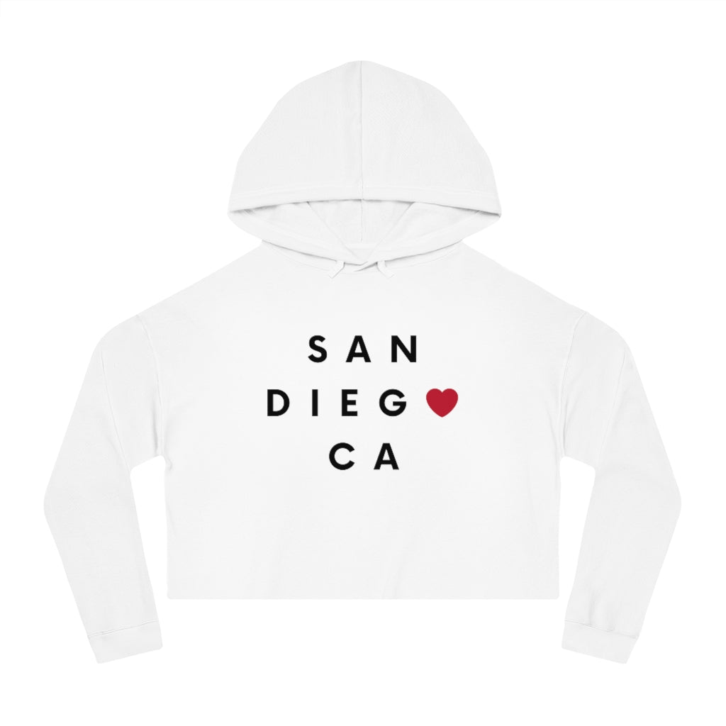 San Diego CA Women's Cropped Top Hoodie, SD Hooded Sweatshirt