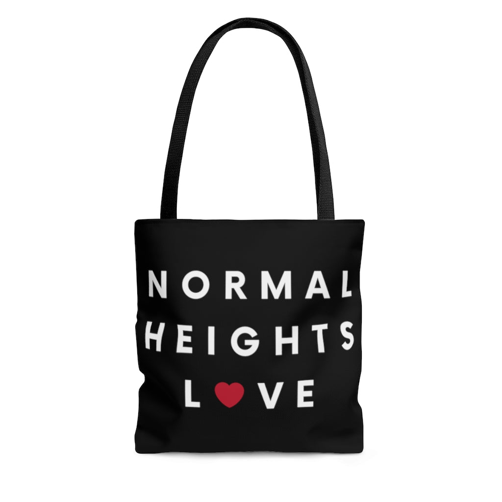 Normal Heights Love Black Tote Bag, San Diego Neighborhood Beach Bag