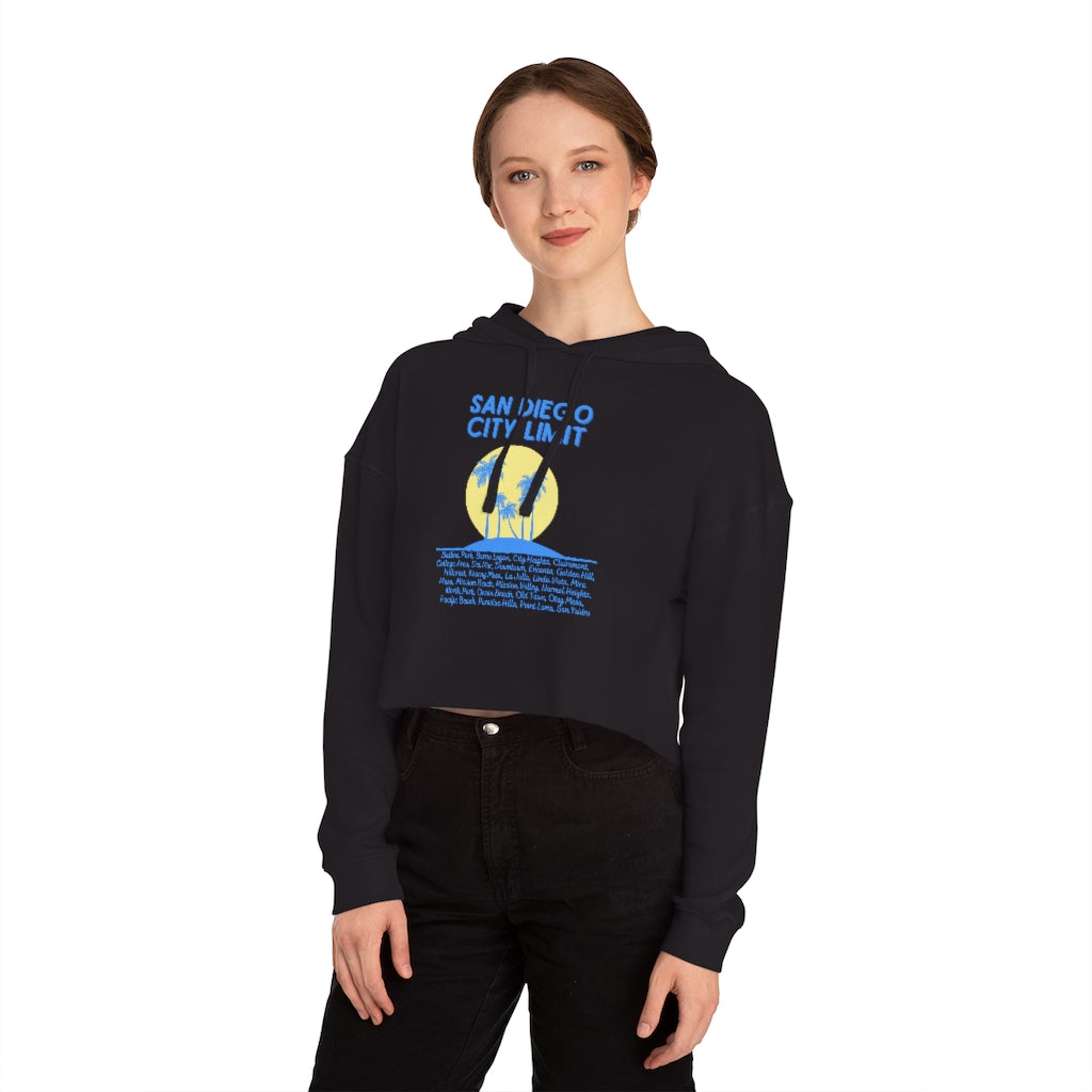 San Diego City Limit Cropped Hoodie | SD Areas on back (Baby Blue)