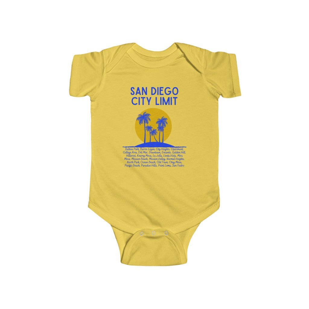 San Diego City Limit Baby Onesie, SD Infant Bodysuit