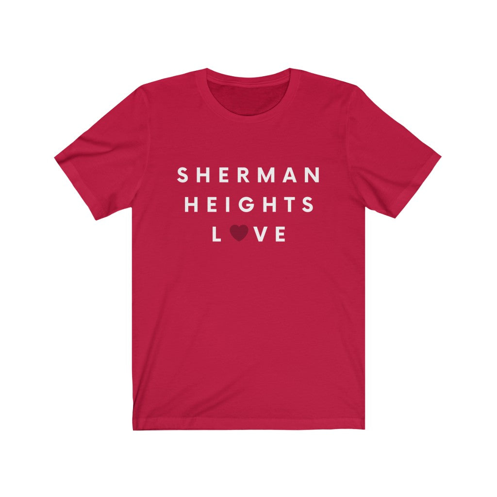 Sherman Heights Love T-Shirt, SD Tee (Red Heart) (Unisex)