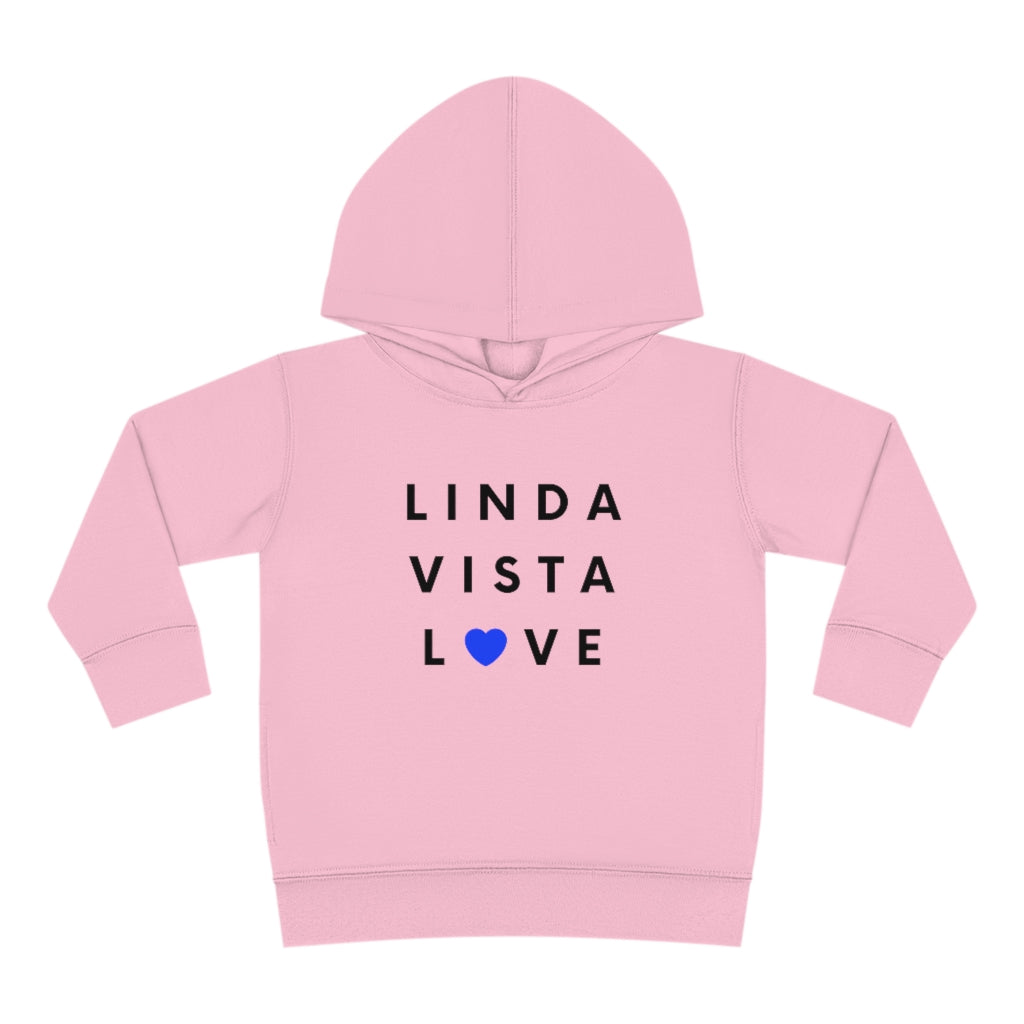 Linda Vista Love Toddler Hoodie, Kid's Pullover Fleece Hooded Sweater (Blue Heart)