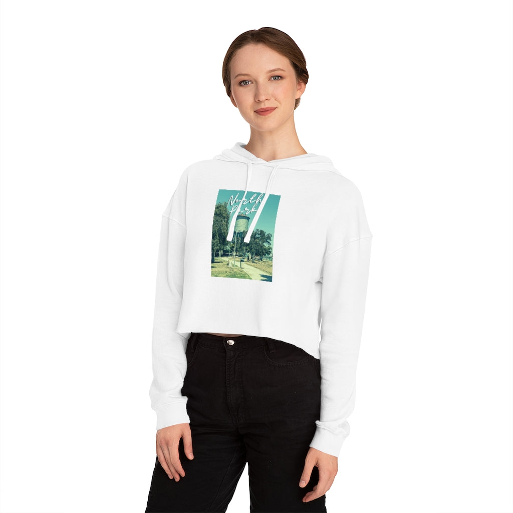 Classic North Park Water Tower Cropped Hoodie, Women's Hooded Sweatshirt