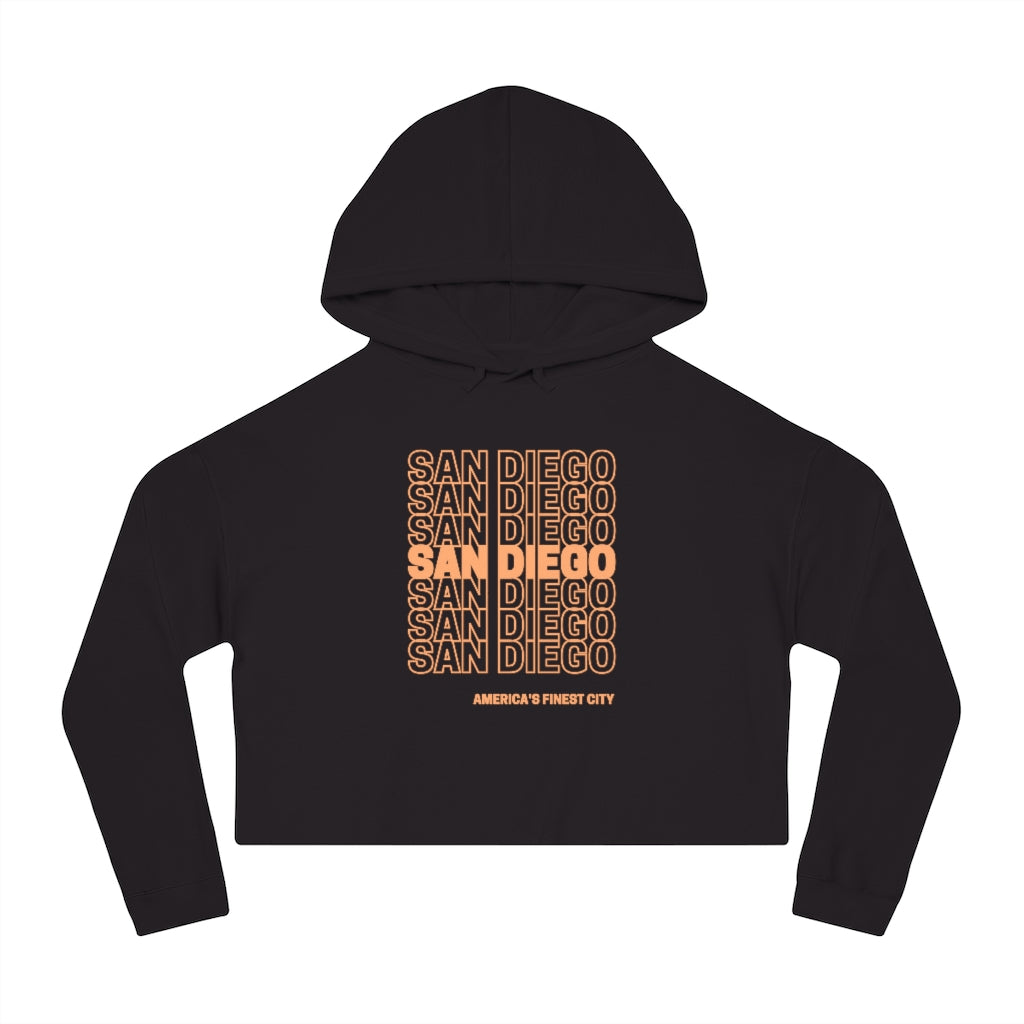 San Diego "Thank You" Cropped Women's Hoodie (Orange)