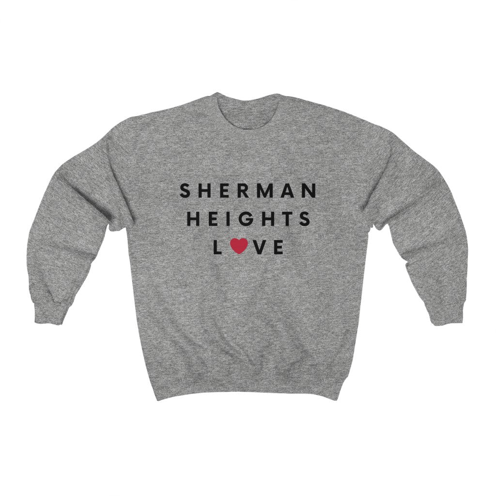 Sherman Heights Love Crewneck Sweatshirt (Red Heart) (Unisex)