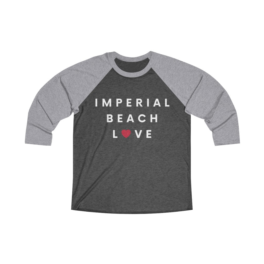 Imperial Beach Love Long Sleeve Baseball Tee, IB San Diego County Neighborhood 3/4 Sleeve T-Shirt (Unisex) (Multiple Colors Avail)