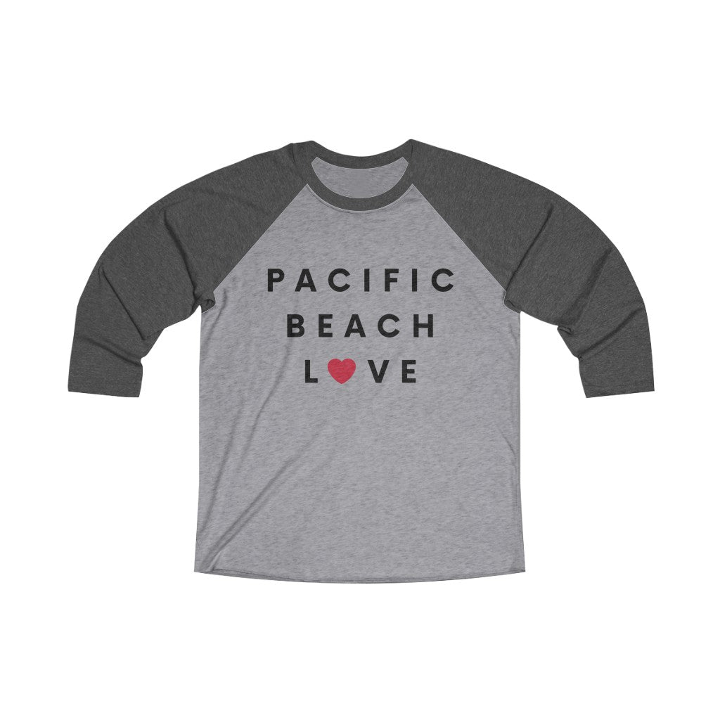 Pacific Beach Love Long Sleeve Baseball Tee, San Diego Neighborhood T-shirt (Unisex) (Multiple Colors Avail)