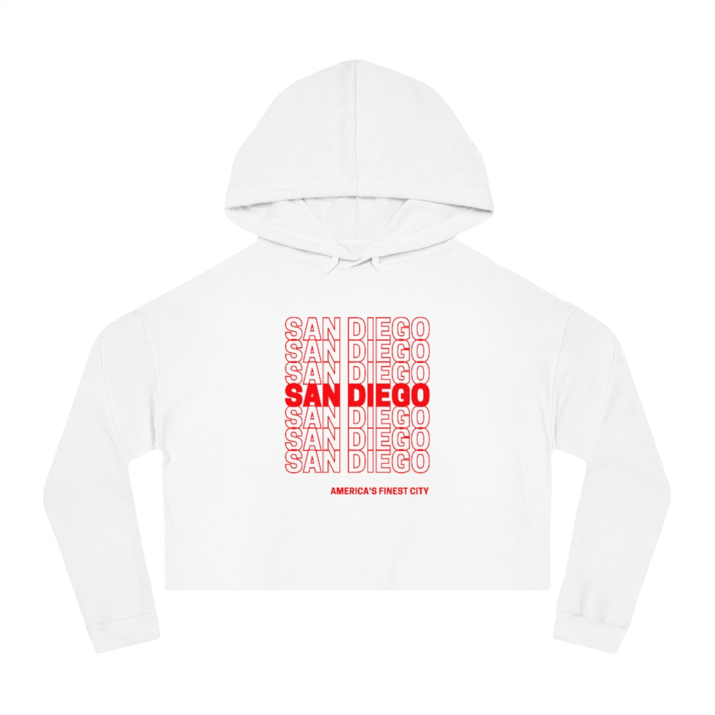 San Diego "Thank You" Cropped Women's Hoodie (Red)