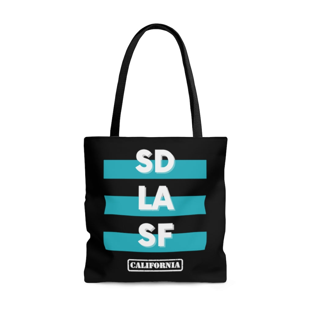 SD LA SF California Teal and Black Tote Bag