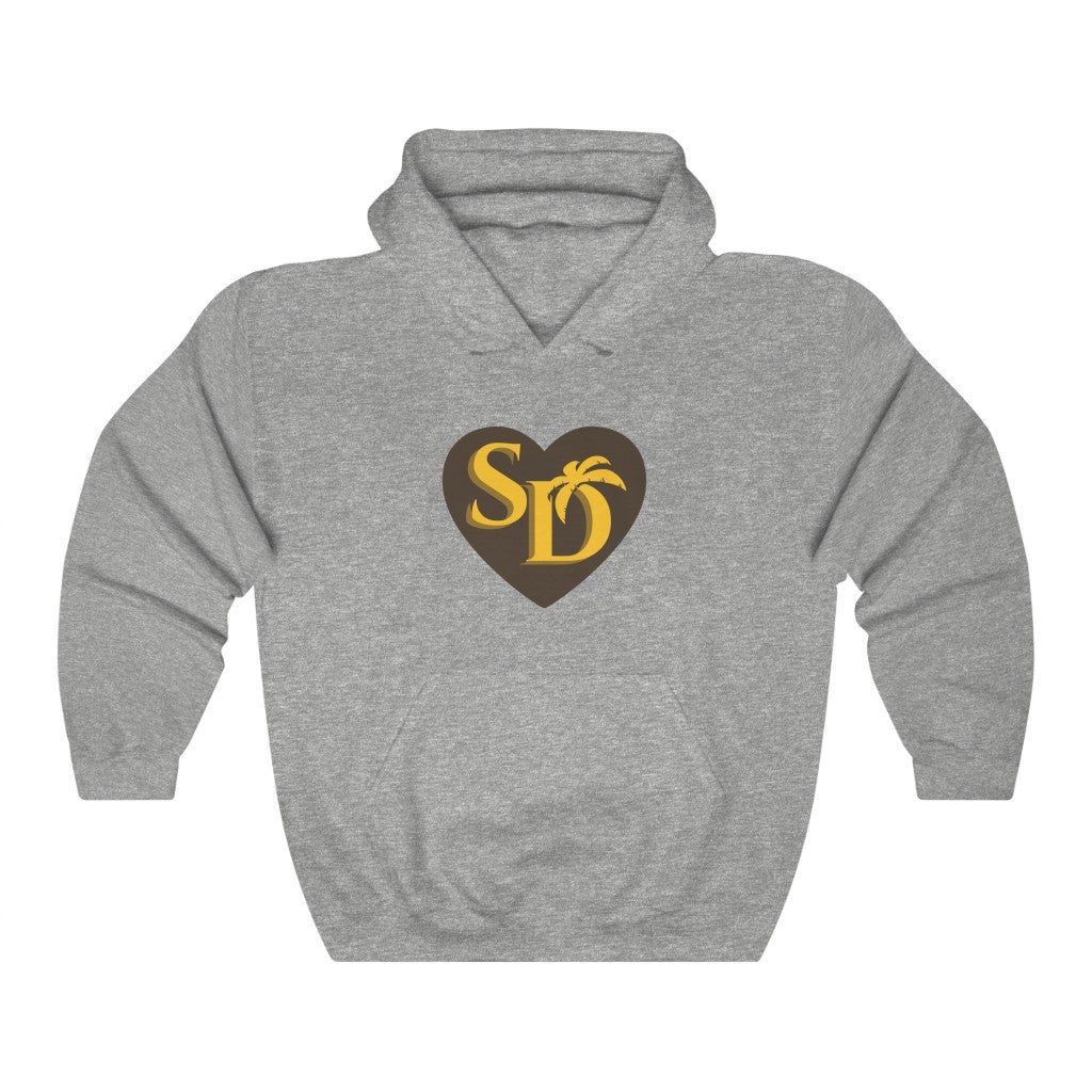 I Heart SD Hoodie | San Diego Brown and Gold Sweatshirt