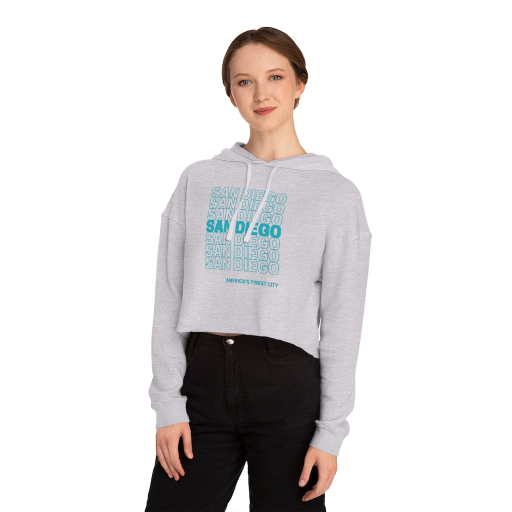 San Diego "Thank You" Cropped Women's Hoodie (Teal)