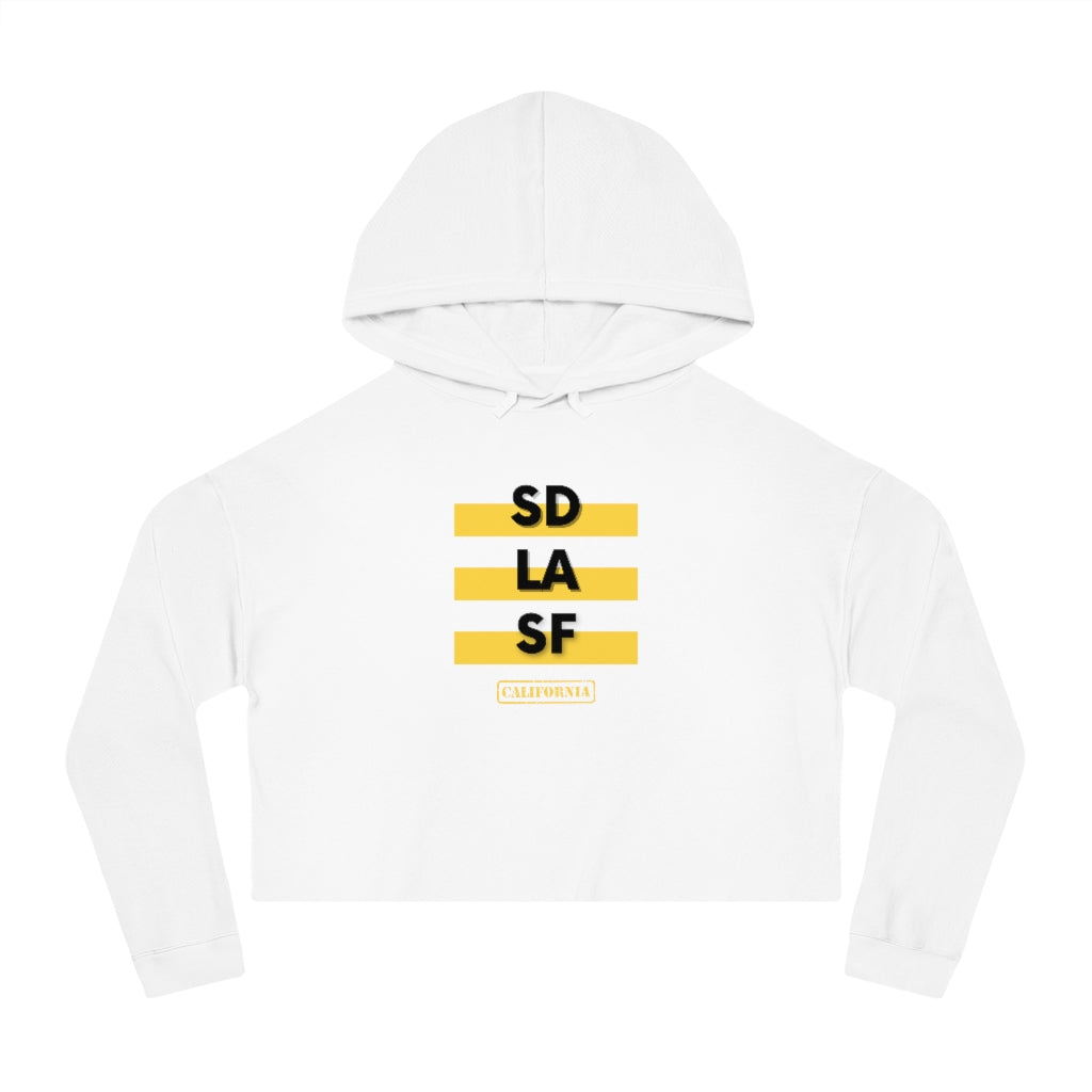 SD LA SF California Cropped Women's Hoodie (Yellow)