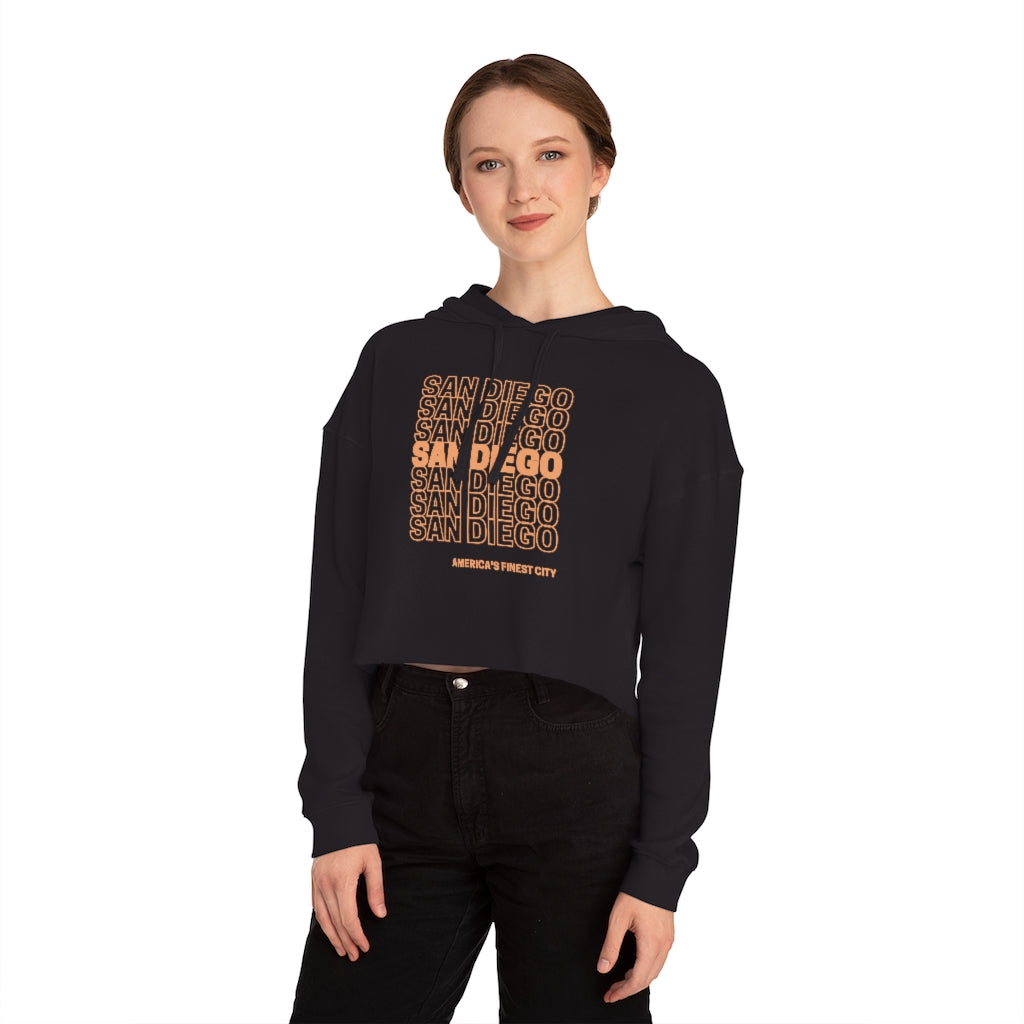 San Diego "Thank You" Cropped Women's Hoodie (Orange)