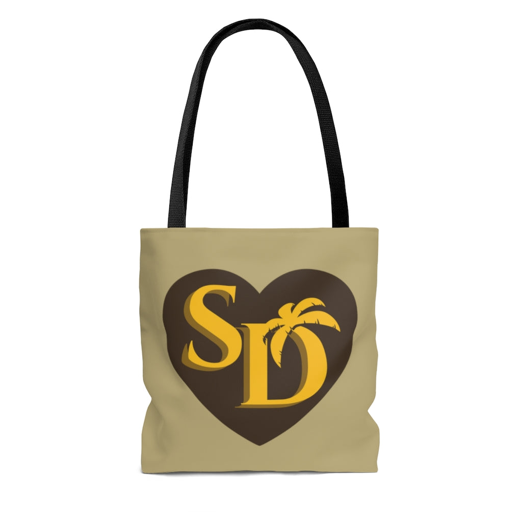 I Heart SD Sand, Brown and Gold Tote Bag