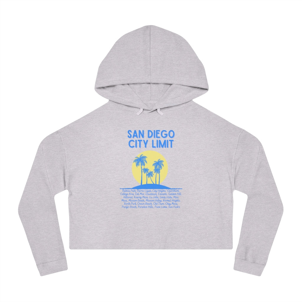 San Diego City Limit Cropped Hoodie | SD Areas on back (Baby Blue)