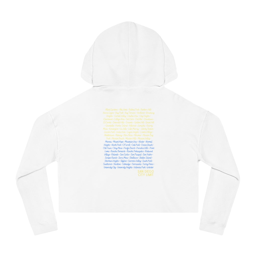 San Diego City Limit Cropped Hoodie | SD Areas on back (Baby Blue)