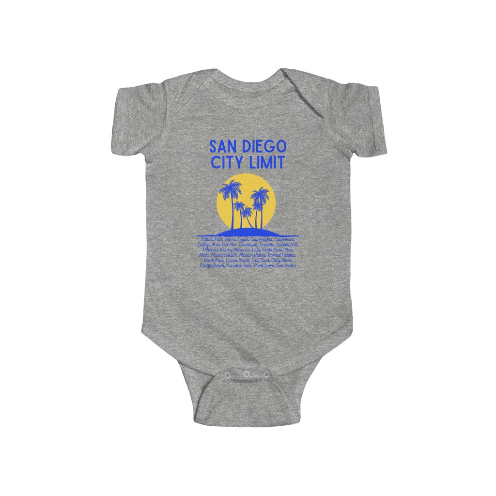 San Diego City Limit Baby Onesie, SD Infant Bodysuit