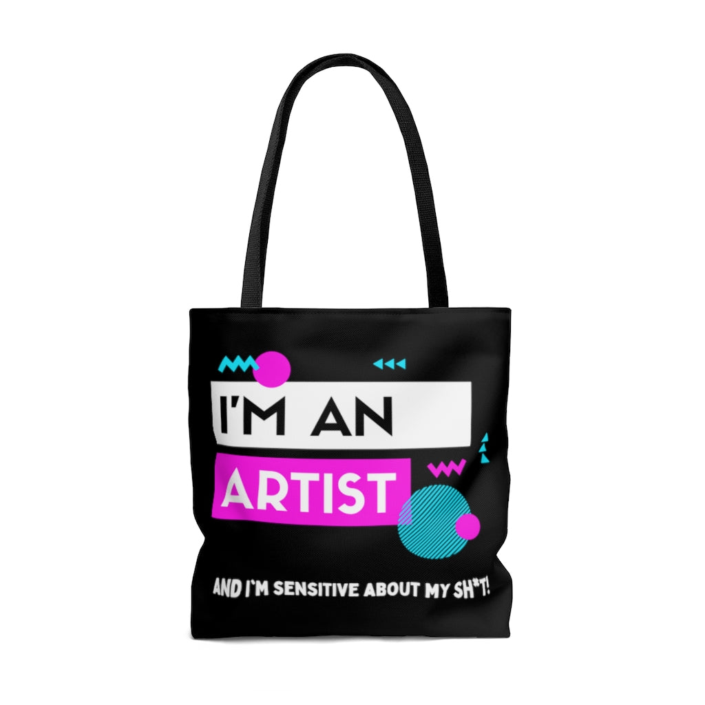 I'm an Artist Pink and Black Tote Bag