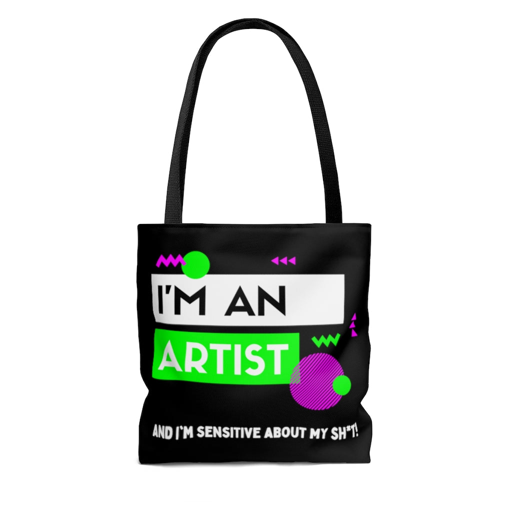 I'm an Artist Lime Green and Black Tote Bag