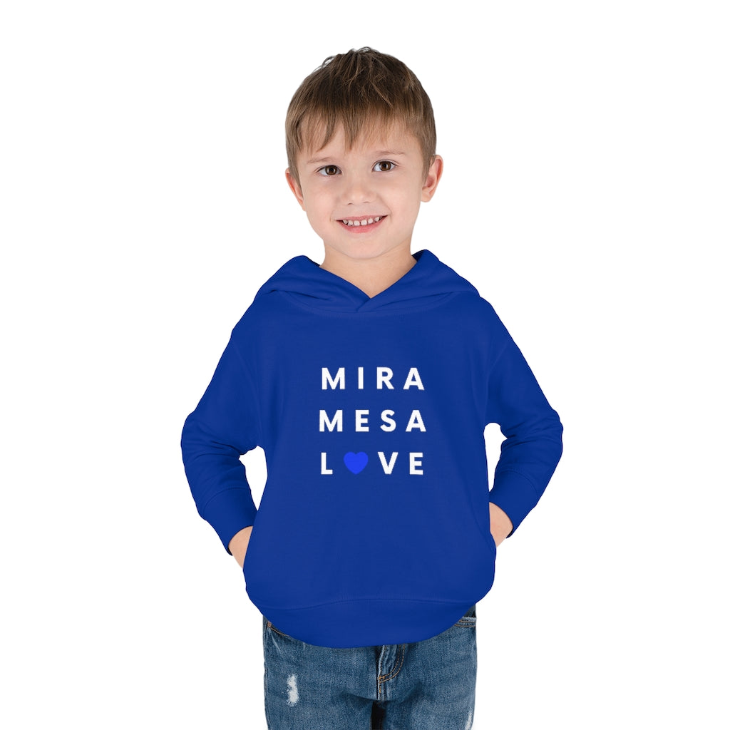 Mira Mesa Love Toddler Hoodie, Kid's Pullover Fleece Hooded Sweater (Blue Heart)