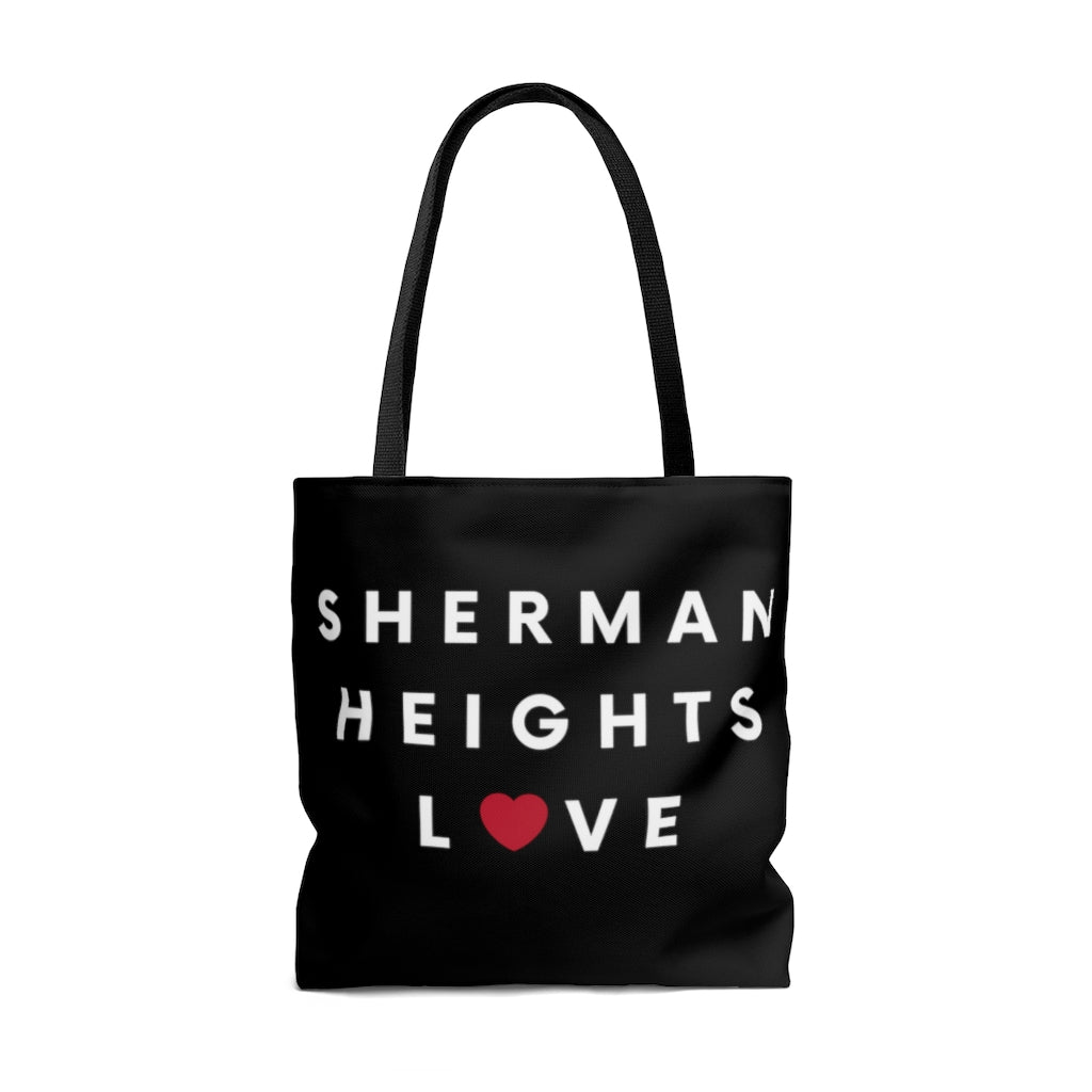 Sherman Heights Love Black Tote Bag, SD Beach Bag