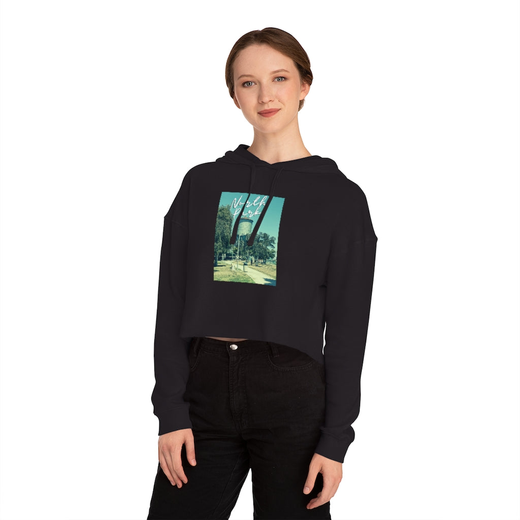 Classic North Park Water Tower Cropped Hoodie, Women's Hooded Sweatshirt