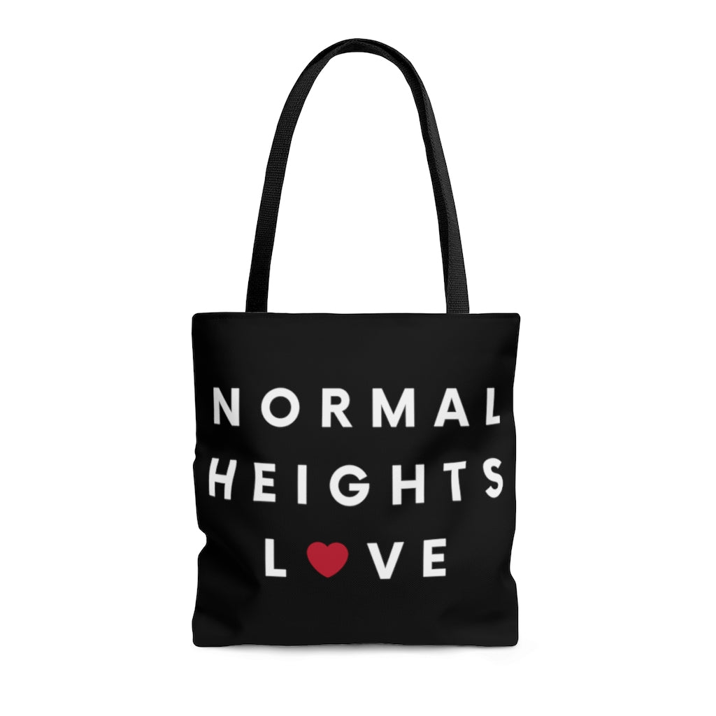 Normal Heights Love Black Tote Bag, San Diego Neighborhood Beach Bag